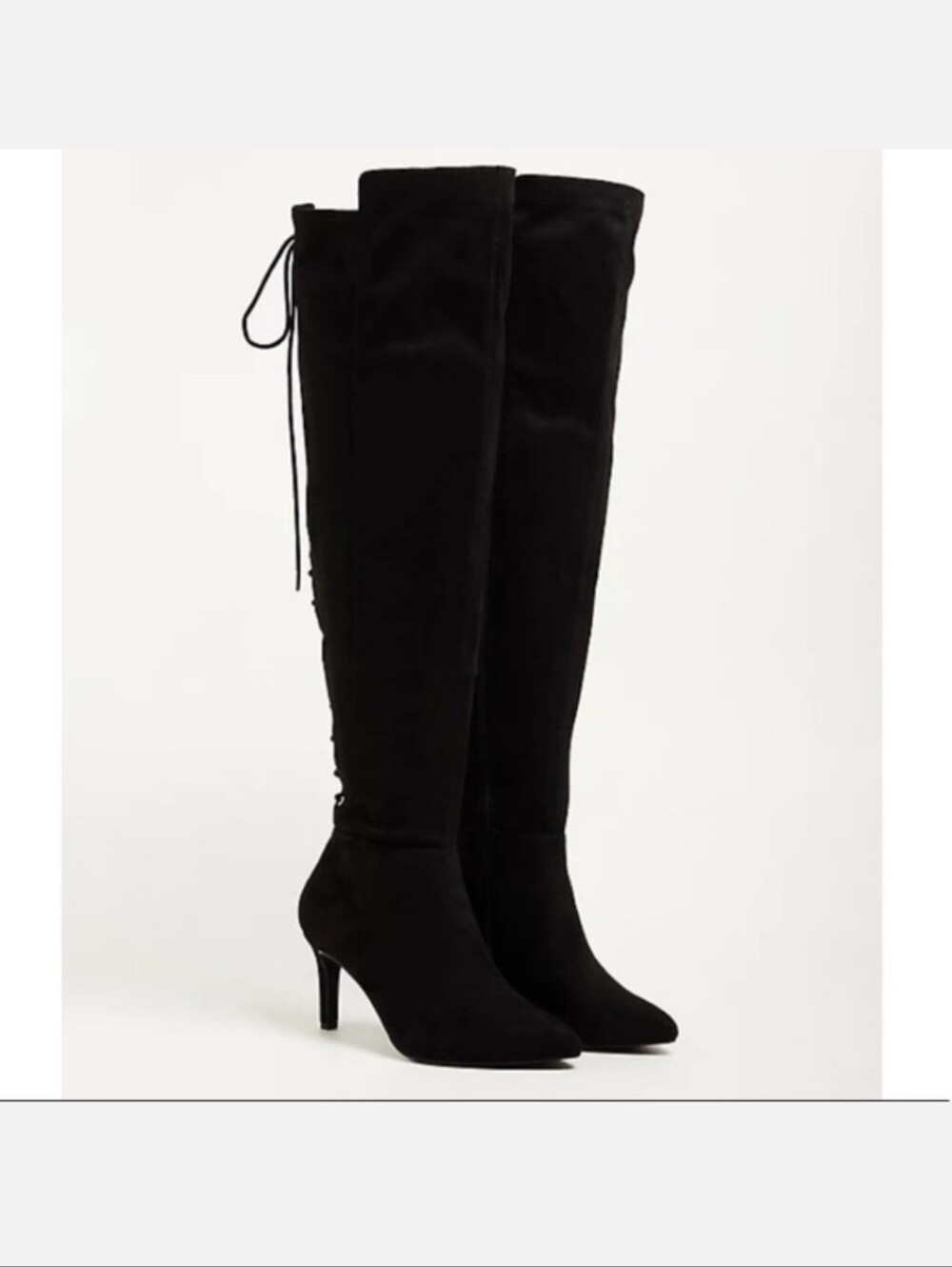 NWT Torrid Stiletto Over The Knee Boots Black Faux Suede WW 7.5